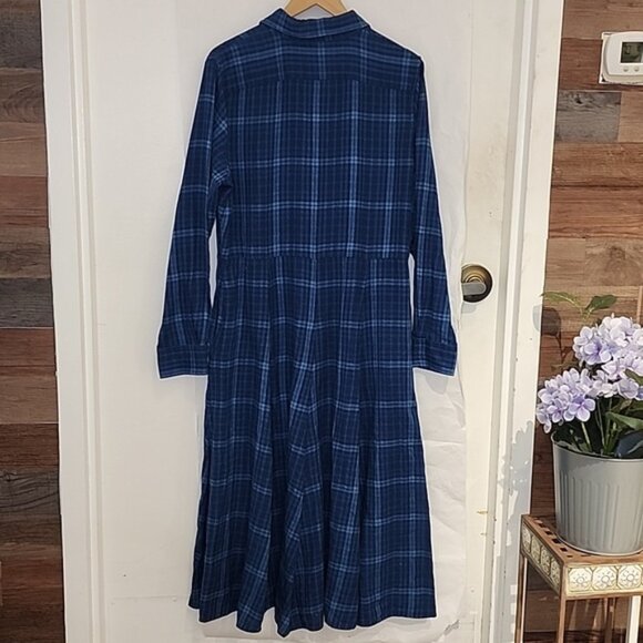 Polo Ralph Laurent Blue Plaid Maxi Shirt Dress size XL - Picture 7 of 8
